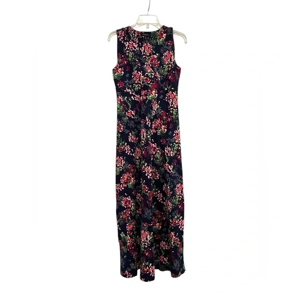 Lands' End Women's Pink and Blue Dress Floral Sleeveless Maxi Dress Sz S - Picture 1 of 11